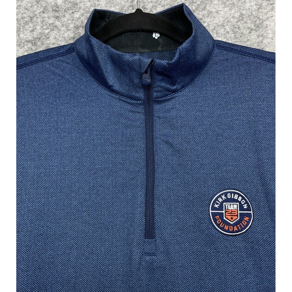 Greyson Tate Herringbone 1/4 Zip Performance Golf Pullover Mens L Navy Blue